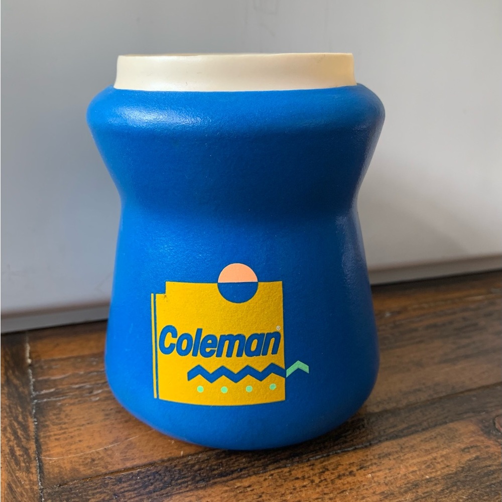 Coleman Koozie Insulated Can Holder Vintage Logo Retro Blue Great Condition